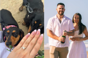 Bride and Pet Dachshund Ambushed in Dog Park Pre-Wedding