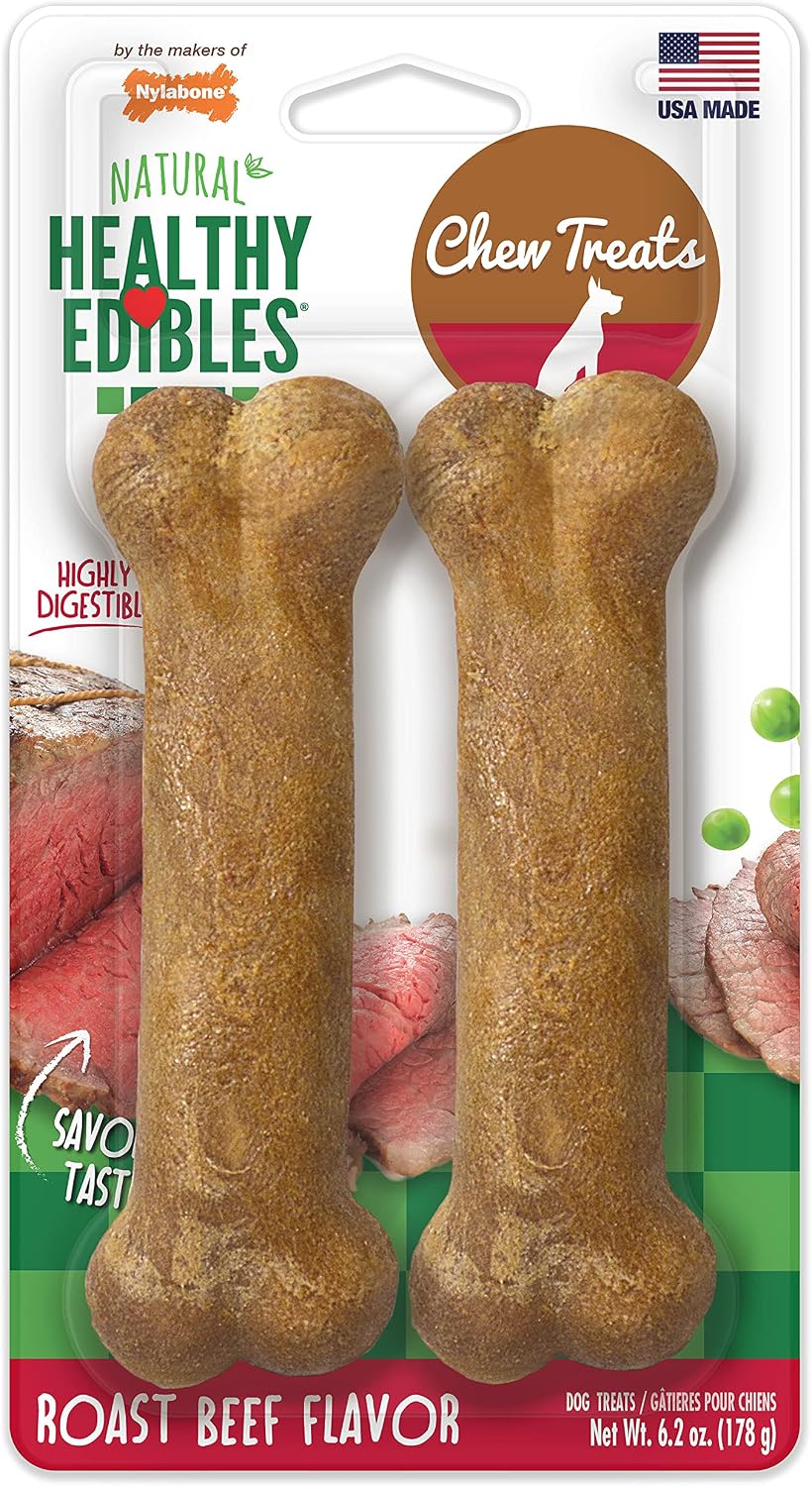 Nylabone Healthy Edibles All-Natural Roast Beef Dog Chew Treats
