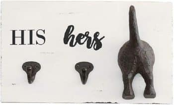 Mud Pie HIS, HERS & PUP WALL HOOK, White