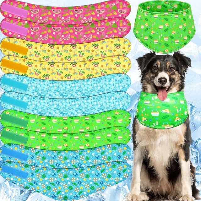 Dansydaisy 10 pcs dog cooling bandanas in colorful summer prints