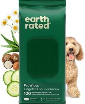 Earth Rated Thick Hypoallergenic 3-in-1 Dog Grooming Wipes
