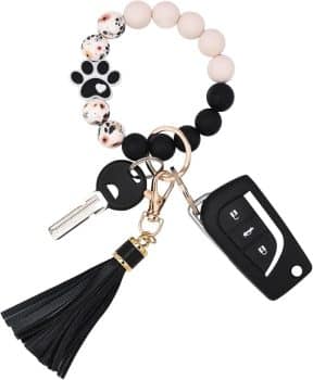 BAOSIWA Silicone Beaded Bracelet Keychain