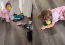 Dog Accidentally Teaches Toddler How To Play Fetch, but She Copies One Part a Little Too Well Dog Accidentally Teaches Toddler How To Play Fetch, but She Copies One Part a Little Too Well
